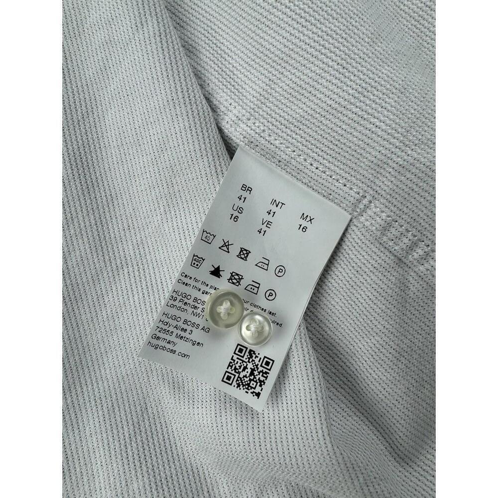 Hugo Boss H-HANK-kent Slim Fit Striped Dress Shirt Cotton White Size 41 L 16 - Picture 5 of 7